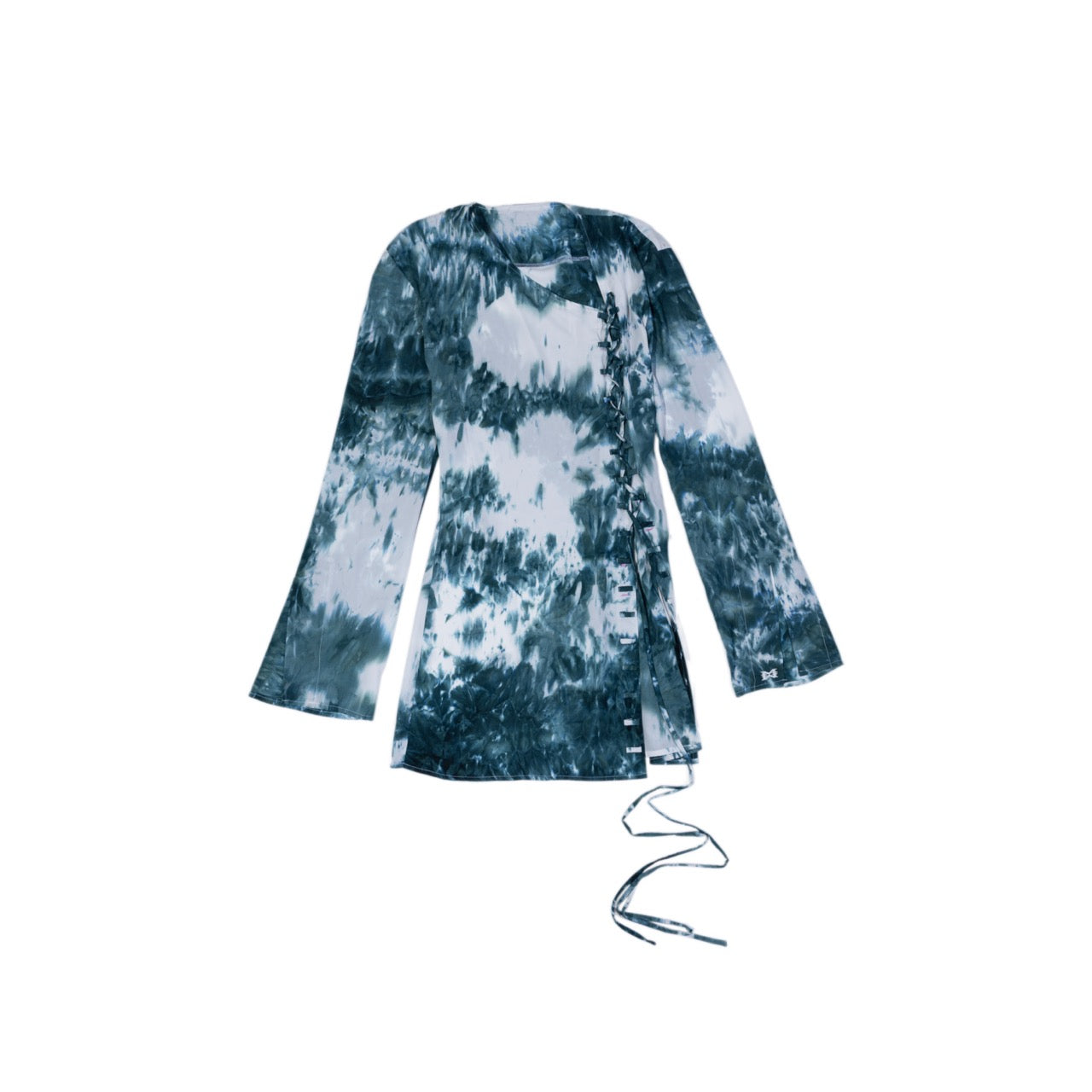 FUNCTIONAL LACE-UP TIE-DYE SHIRT