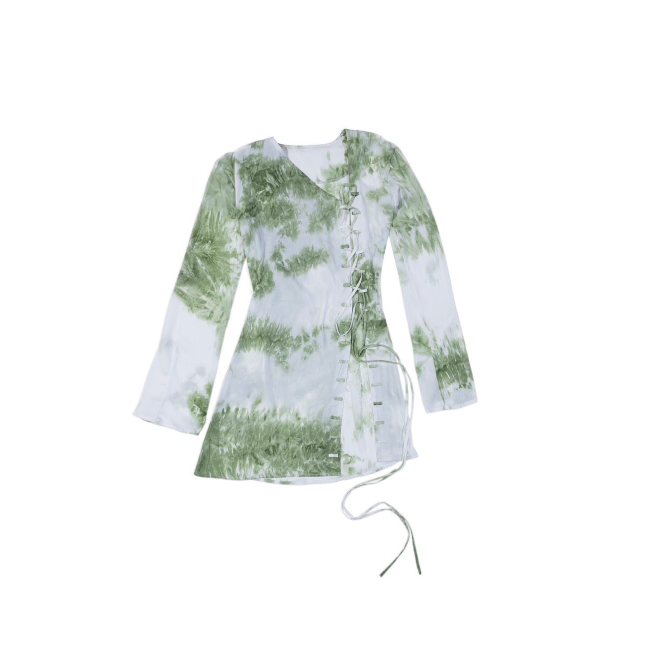 FUNCTIONAL LACE-UP TIE-DYE SHIRT
