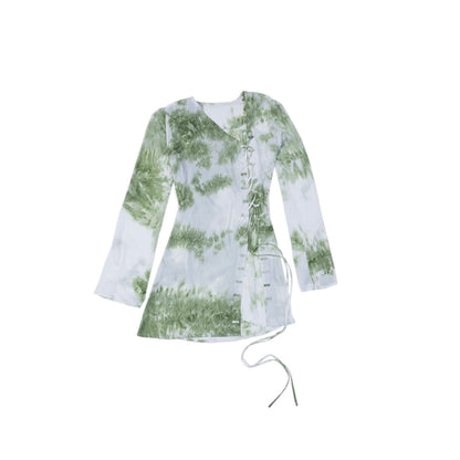FUNCTIONAL LACE-UP TIE-DYE SHIRT