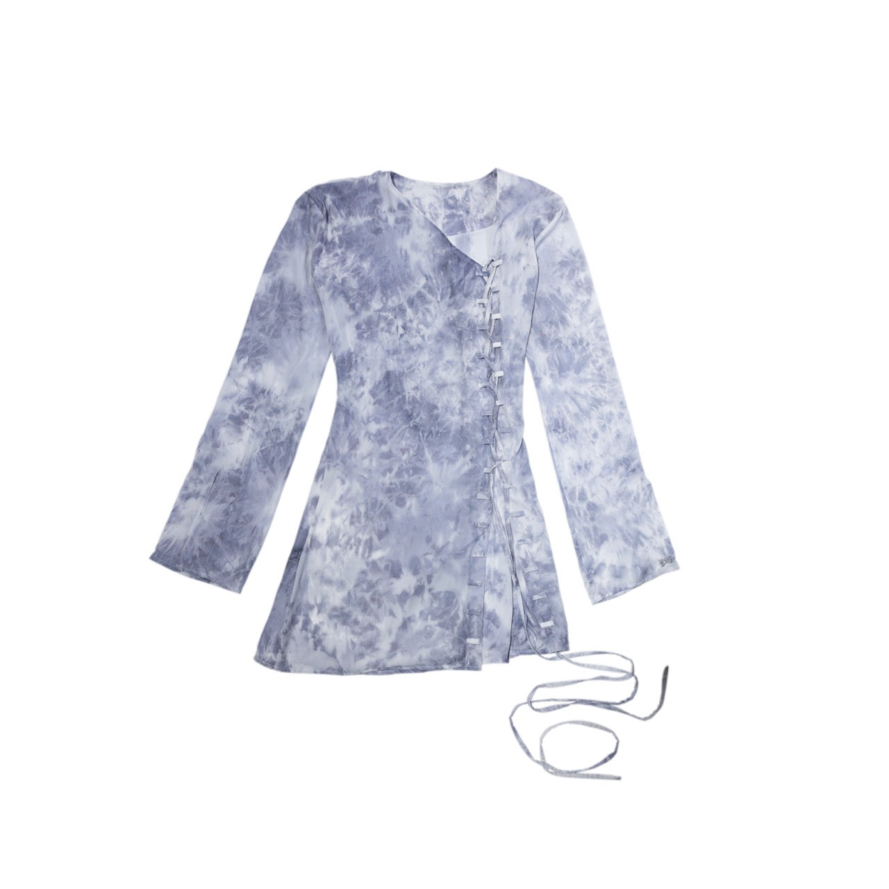 FUNCTIONAL LACE-UP TIE-DYE SHIRT