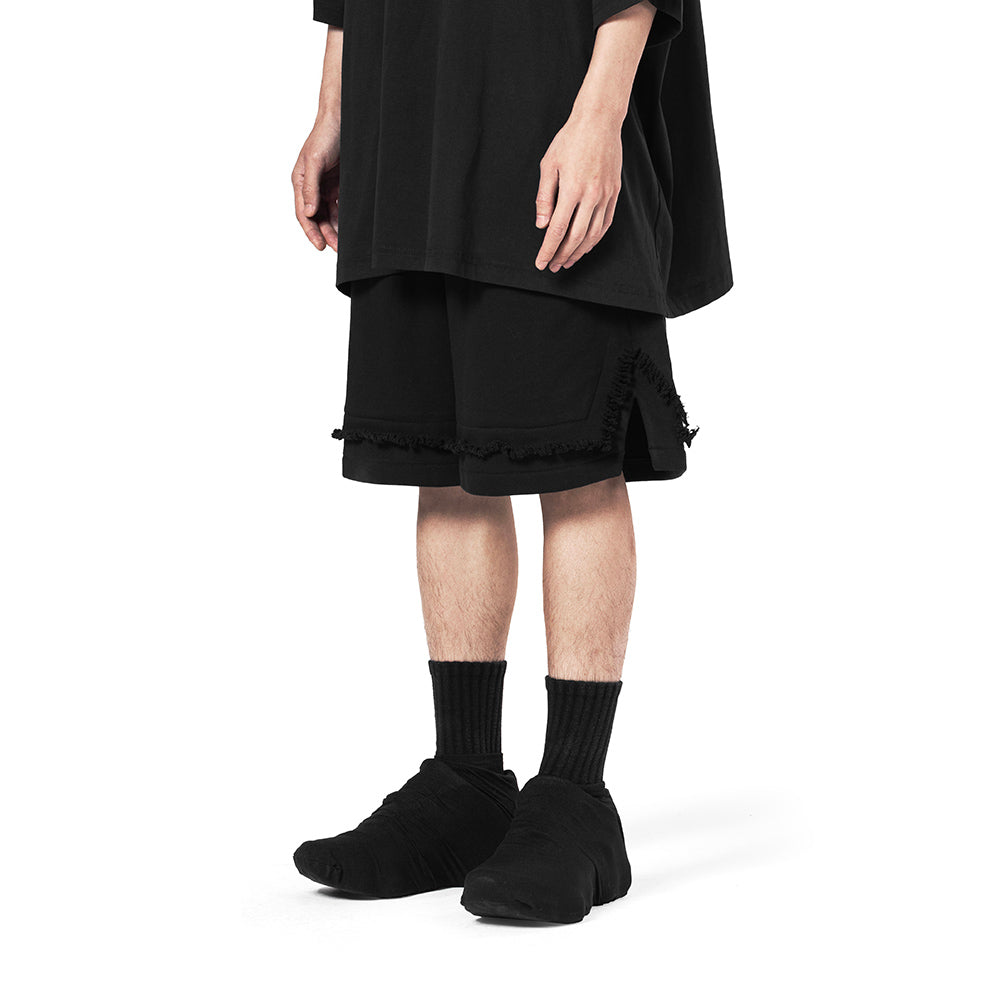 BLACK DISTRESSED SHORTS
