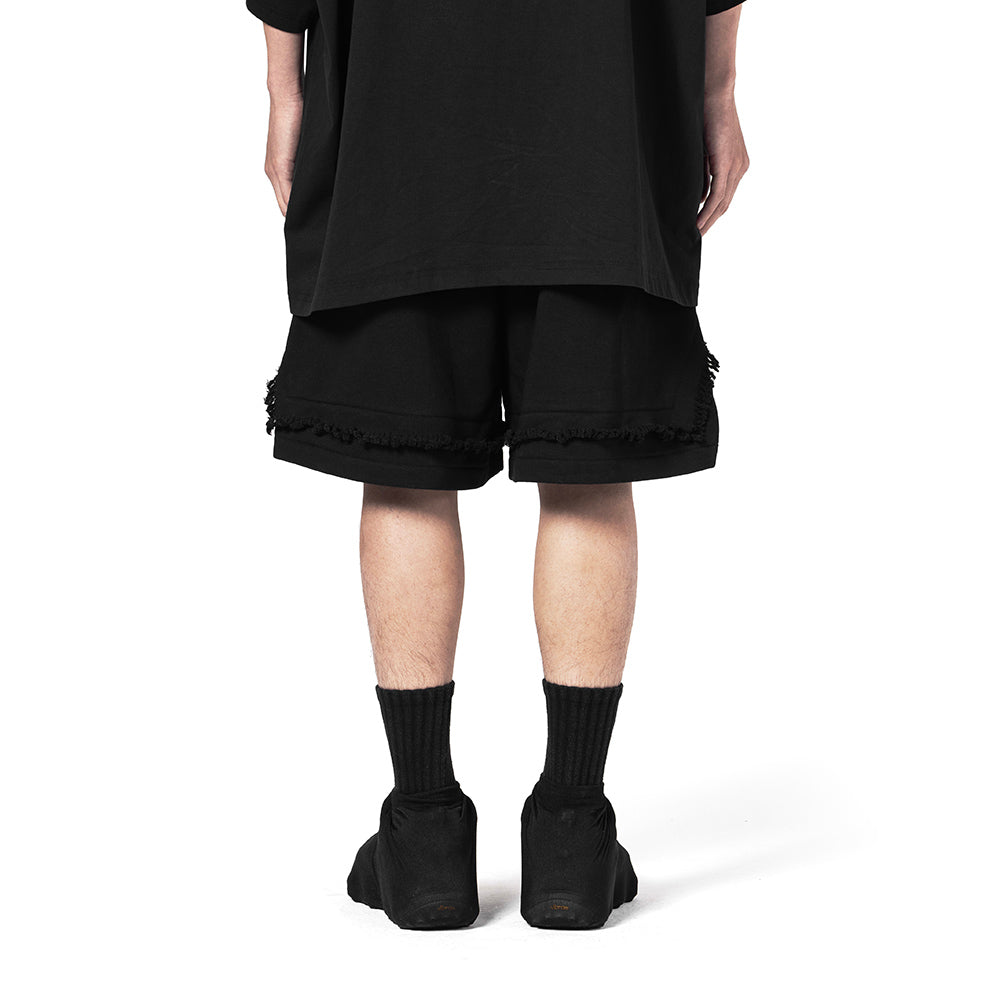 BLACK DISTRESSED SHORTS