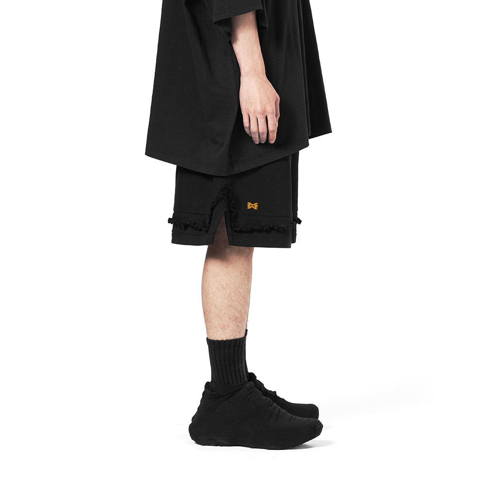 BLACK DISTRESSED SHORTS