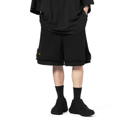 BLACK DISTRESSED SHORTS