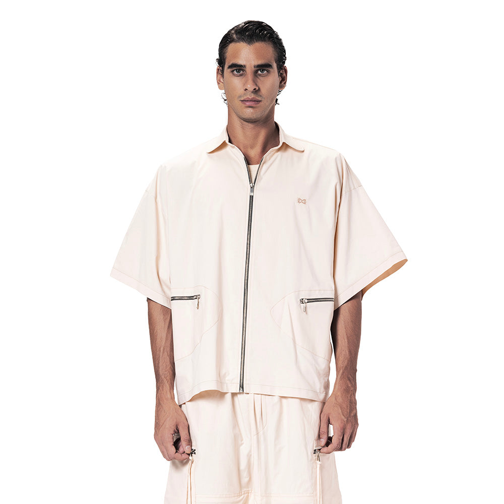 ZIP UP COLLARED SHIRT