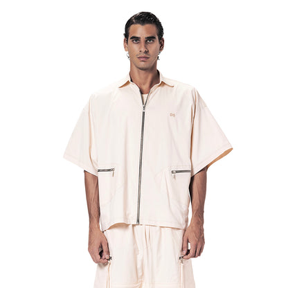 ZIP UP COLLARED SHIRT