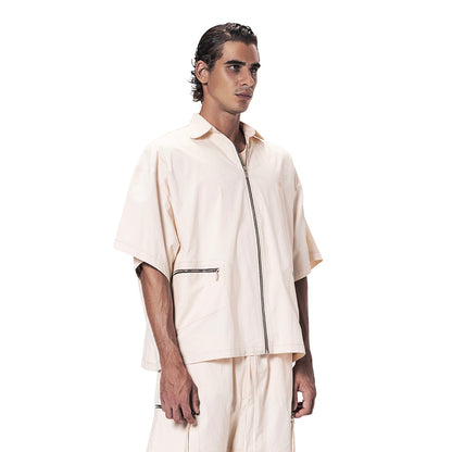 ZIP UP COLLARED SHIRT