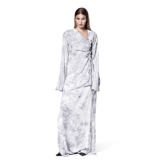 FUNCTIONAL LACE-UP TIE-DYE SHIRT