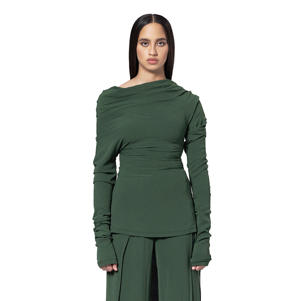 OLIVE DRAPED TOP