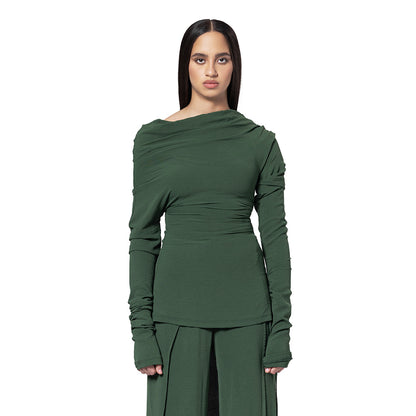 OLIVE DRAPED TOP