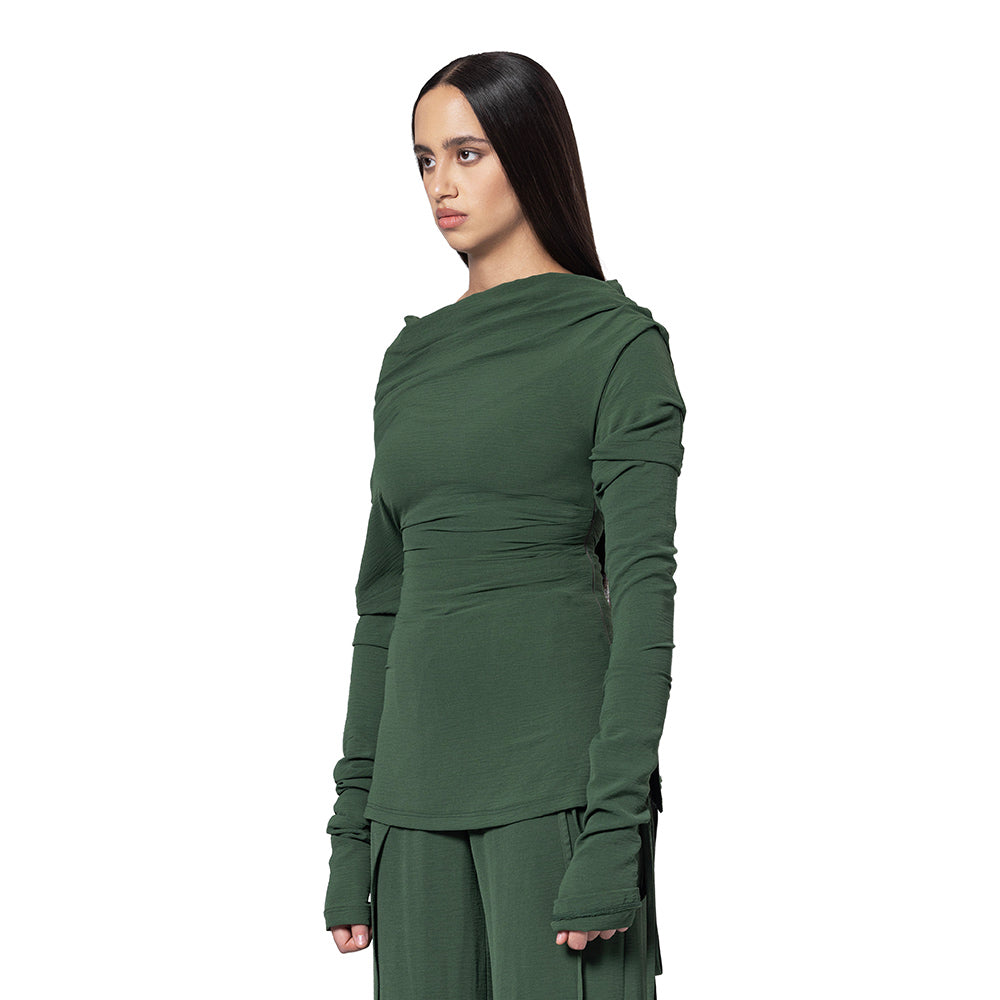 OLIVE DRAPED TOP