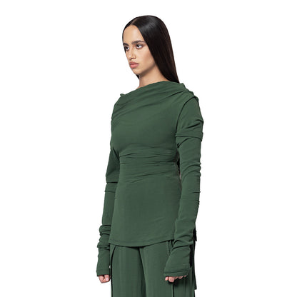 OLIVE DRAPED TOP