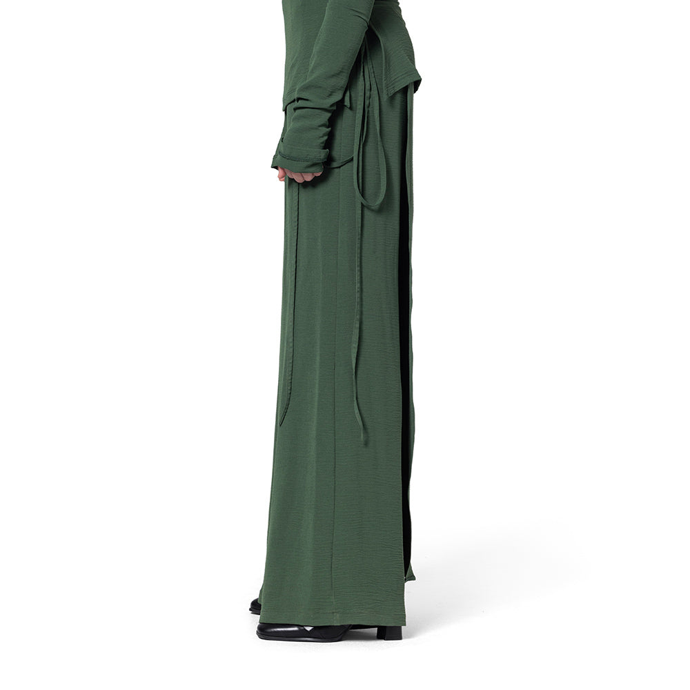 OLIVE PANT AND SIDE SKIRT