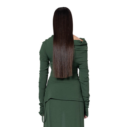 OLIVE DRAPED TOP