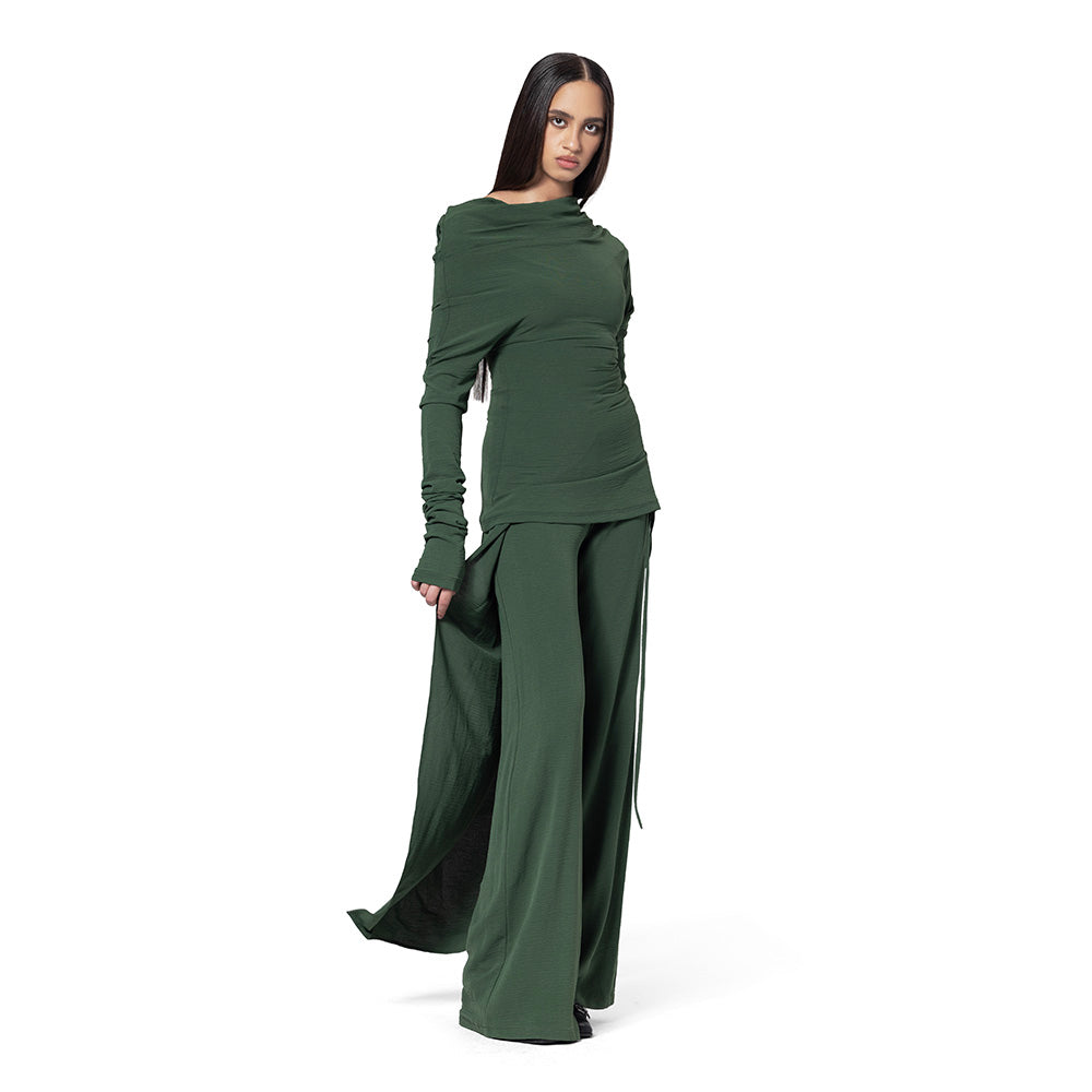 OLIVE PANT AND SIDE SKIRT